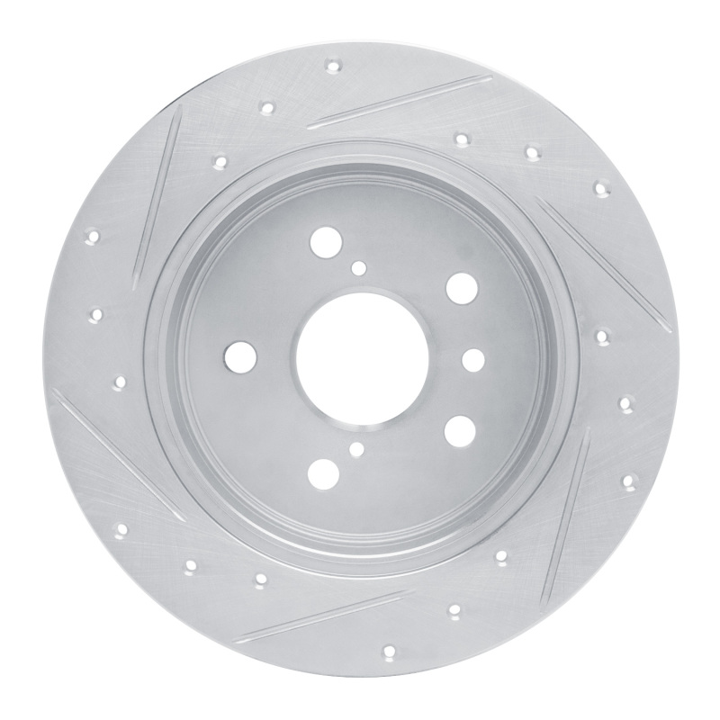 Toyota Camry Brake Rotor (1) - Rear Right - R1 Concepts - Drilled & Slotted - Silver - `18-`24